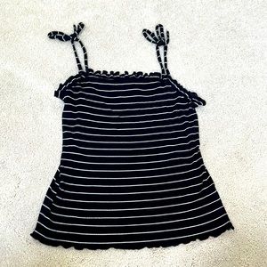 Cupcakes and Cashmere black and white striped tank top